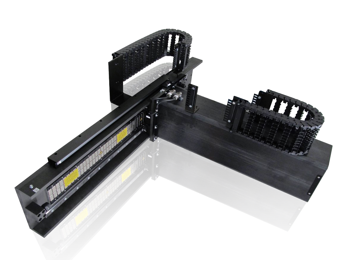 CFK Ausleger mit Linearmotor.